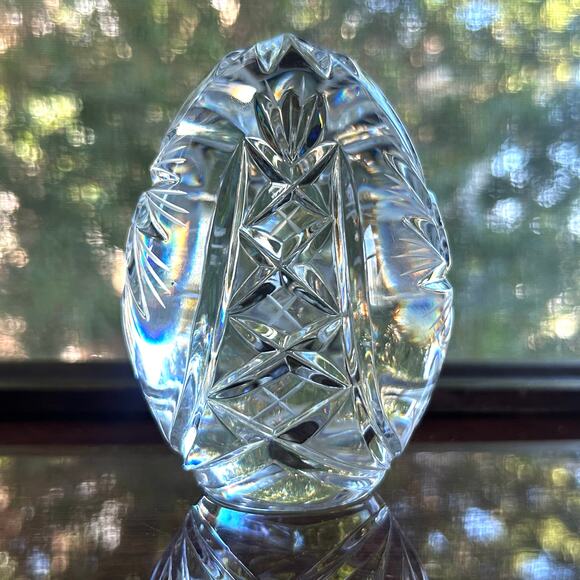 Vintage Polish 24% Lead Crystal Cut Glass Egg Paperweight 4.25 - Picture 5 of 12
